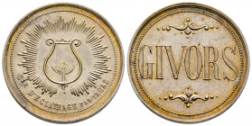 France, Louis-Philippe Ier, 1844, Jeton, Sociétés d’éclairage par le gaz, GIVORS, AG 13,89 g., TB