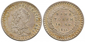 Grande-Bretagne, Giorgio III (1760-1820), Bank token 1 Scellino, 6 Pence, 1811, AG 7,41 g., SUP