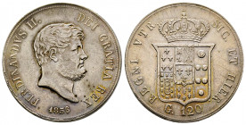 Italie, Napoli, Ferdinando II di Borbone (1830-1859), Piastra, 1856, AG 27,54 g., SUP