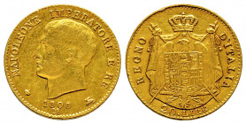 Italie, Milan, Napoléon Empereur et Roi d’Italie Ier, 20 Lire 1808 M , AU 6,48 g., TTB