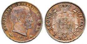 Italie, Venezia, Napoléon Empereur et Roi d’Italie, 2 Lire 1813 V/M, AG 10 g., SUP