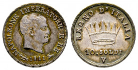 Italie, Venezia, Napoléon Empereur et Roi d’Italie, 10 soldi 1811 V, AG 2,48 g., FDC