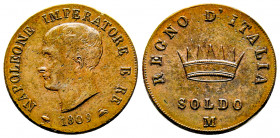 Italie, Milan, Napoléon Empereur et Roi d’Italie Ier, Soldo 1809, AE 10,35 g., FDC