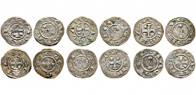 Italie, Amedeo III Conte (1103-1148) - lotto composto da 6 Denaro secusino, AG 1,2 g., TTB
