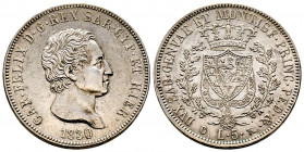 Italie, Royaume de sardaigne, 5 Lire,Charles-Félix, 1830 Turin, AG 25 g., SUP