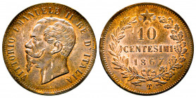 Italie, Vittorio Emanuele II (1861-1878), 10 centesimi, 1867 Turin, AE 10,43 g.,