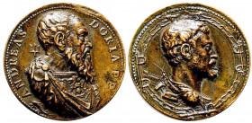 Italie, Andrea Doria (ammiraglio genovese), 1466-1560. Médaille opus L. Leoni. Æ gr. 52,6 mm 44,2
Avers : ANDREAS - DORIA PP.
Revers : Busto di Leon...