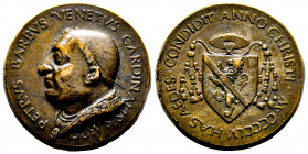 Italie, Paolo II (1464-1471) - Médaille Commemorativa Cardinale Pietro Barbo , AE 31 mm , 30,82 g. 
Ref : Mod. 76 var. , TTB
