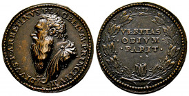 Pietro Bacci, dit l'Aretino, 1492-1556. Médaille frappée en bronze 1537, par Leone Leoni, AE 20,78 g., TTB