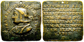 Italie, Gian Giacomo Trivulzio (1448-1518), maresciallo di Francia e marchese di Vigevano. Médaille carrée 1499 Opus: Cristoforo Foppa detto il Carado...