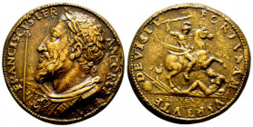 Italie, Benvenuto Cellini 1500-1571, Médaille en bronze au nom de François I (1515-1547), AE 38 g., TTB