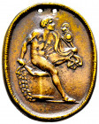 Italie, Diomede avec Palladio, Plaque Ovale uniface, AE 25,73 g., Ref : Ricci 36, Bange 143, TTB. Très Rare