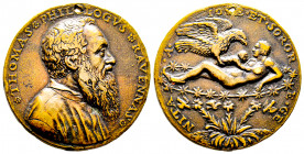Italie, Jacopo Tatti (Sansovino), (1477-1570). 
Médaille, Tommaso Rangone de Ravenne, 1486-1570, AE 25,69 g., TTB, trou.