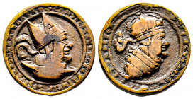 Italie, Celestino Teodosio II, Médaille Satirique sur la réforme, AE 11,16 g., TTB