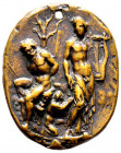 Italie, 
Paolo II. Sommo Pontefice 1464-1471. Pietro Barbo di Venezia, Médaille 1468 (?) ovale Opus Cristoro di Geremia , AE 20,49 g., 39.78 x 33.17 m...