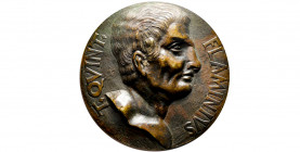 Italie, Médaille uniface, T.QVINT.FLAMINIVS, AE 203,89 g., 86,5 mm, Superbe