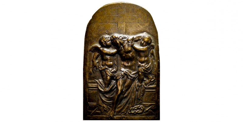 Italie, Plaque uniface Déposition du Christ , AE 82,87 g., 75 x 115 mm 
TTB