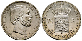 Pays-Bas, 2½ Gulden Guillaume III, 1867, Amsterdam, AG 25 g., SUP