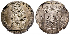 Netherlands
Utrecht. Provincial 3 Gulden 1793 Ref : KM#117, Dav-1852
NGC MS61
