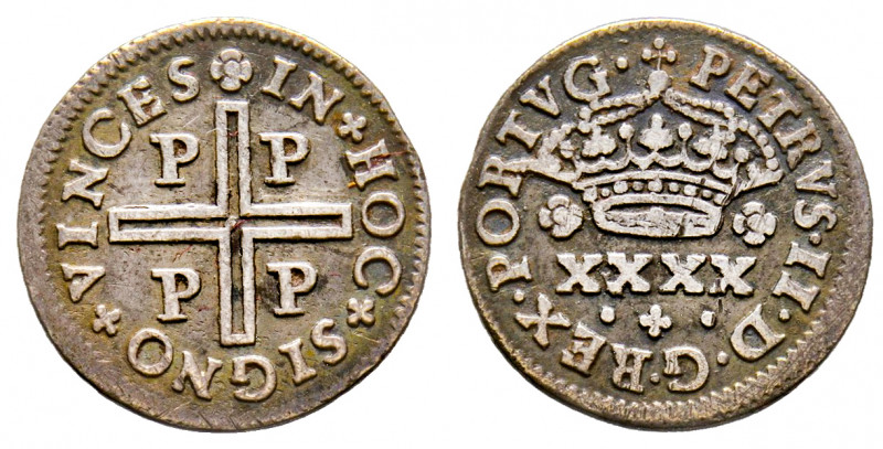 Portugal, Pedro II, 1683-1706, 1/2 Tostao (50 Reis), Porto, AG 1,33 g., Ref. Gom...