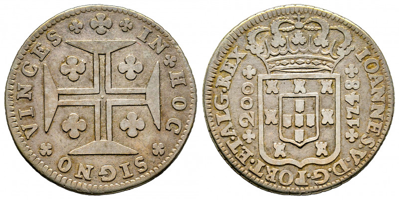 Portugal, Joao V, 1706-1750, 12 Vintens (240 Reis), Lisboa, 1748, AG 6,62 g., Re...