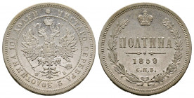Russia Alexander I 1801-1825, Poltina 1859, AG 10,26 g., SUP