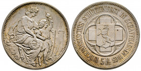 Switzerland 5 Francs, 1865, Tir fédéral à Schaffhausen, AG
Ref : Divo S8, Dav. 382 Superbe