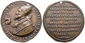 Gregorio XIII 1572-1585
Médaille de fonte en bronze (1582) , AE (60.15 g - 58.5 mm). opus Bernardino Passero
Avers. Buste à gauche
Revers : IHS / S...