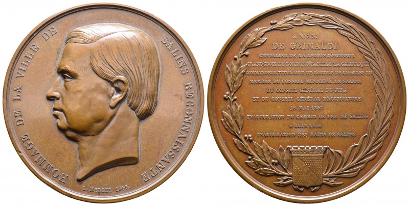 Médaille en bronze Hommage de la Ville de Salins Reconnaissante, AE 194.5 g. 73 ...