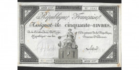 Assignat de 50 livres, 14 décembre 1792,signature Latour, série 4137, numéro 1083