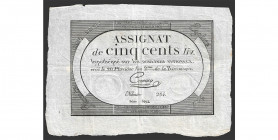 Assignat de 500 livres, 20 pluviose an II (8 février 1794), série 5993, numéro 254