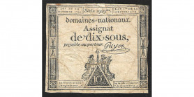 Assignat de 10 sous, signature Guyou, 24 octobre 1792, série 1949