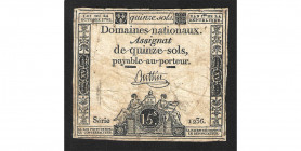 Assignat de 15 sols, signature Buttin, 24 octobre 1792, série 1236