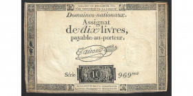 Assignat de dix livres, signature Taisaud, 16 décembre 1791, série 969