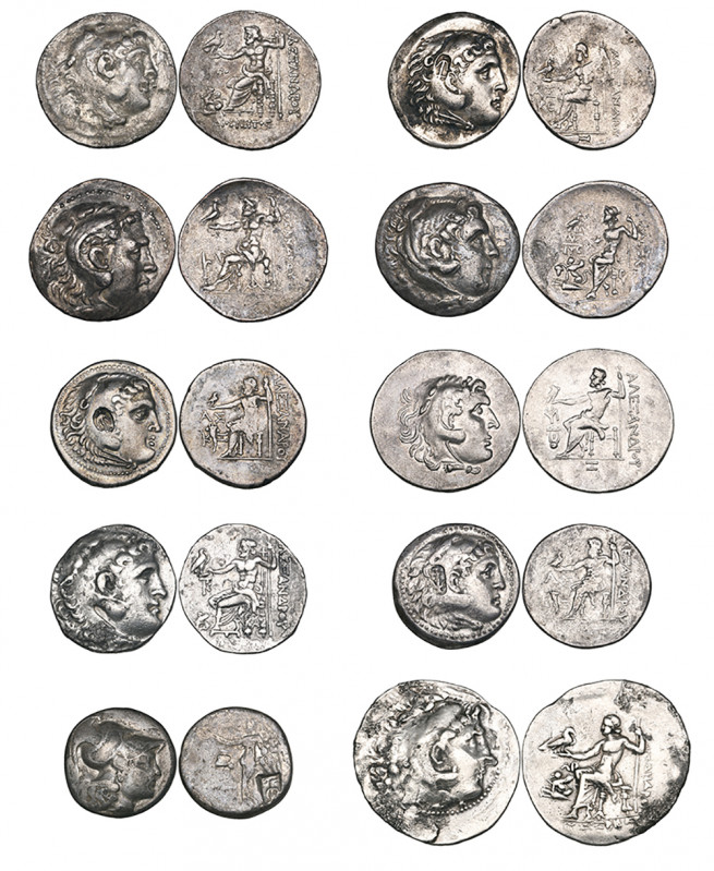 Kings of Macedon, Alexander III (336-323 BC), posthumous tetradrachms (9), 2nd c...