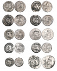 Kings of Macedon, Alexander III (336-323 BC), posthumous tetradrachms (9), 2nd century BC, mints of Mytilene (Price 1709), Colophon (Price 1845 var.),...
