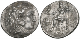 Kings of Macedon, Philip III (323-317 BC), tetradrachm, Babylon, head of Herakles right wearing lion-skin headdress, rev., Zeus seated left; in field,...