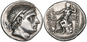 Kings of Macedon, Demetrios Poliorketes (294-288 BC), tetradrachm, Amphipolis, c. 292-291 BC, diademed and horned head right, rev., Poseidon seated le...