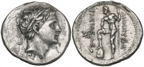 Kings of Macedon, Demetrios Poliorketes (294-288 BC), tetradrachm, Chalcis, c. 291-290 BC, diademed and horned head right, rev., Poseidon standing lef...