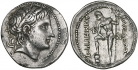 Kings of Macedon, Demetrios Poliorketes (294-288 BC), tetradrachm, Amphipolis, c. 290-289 BC, diademed and horned head right, rev., Poseidon standing ...
