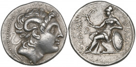 Kings of Thrace, Lysimachus (323-281 BC), tetradrachm, Sardes, c. 297-287 BC, deified head of Alexander the Great right, rev., Athena seated left hold...