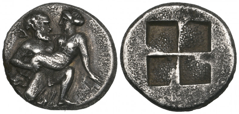 Island off Thrace, Thasos, drachm, c. 420 BC, satyr carrying off nymph, rev., qu...