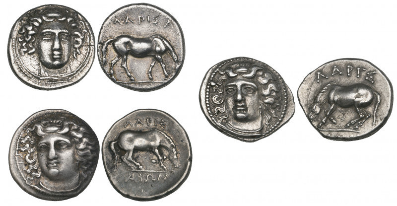 Thessaly, Larissa, drachms (3), 4th century BC, facing head of nymph Larissa, re...