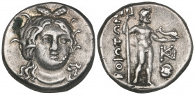 Boeotia, Federal Coinage, drachm, c. 250 BC, facing head of Demeter, rev., Poseidon standing right holding trident and dolphin, 5.05g (SNG Copenhagen ...