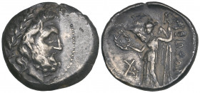 Boeotia, Federal Coinage, drachm, c. 225-171 BC, laureate head of Poseidon right, rev., Nike standing left, 4.82g (BMC 102 var.), dark toned, good ver...