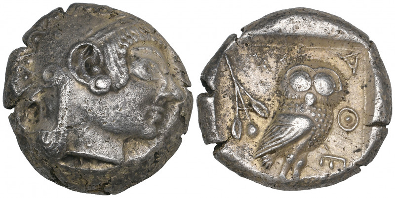 Attica, Athens, tetradrachm, c. 500-480 BC, helmeted head of Athena right, rev.,...
