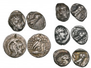 Attica, Athens, tetradrachms (5), comprising one of later 5th century BC, three of 4th century BC and a new style issue of 105/4 BC (Thompson 789), ma...