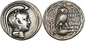 Attica, Athens, tetradrachm, 133/2 BC, head of Athena right, rev., owl on amphora, 16.46 g (Thompson 376 var.), almost very fine

Estimate: GBP 120-...