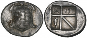 Aegina, stater, c. 350 BC, tortoise, rev., skew pattern incuse containing Α, ΙΓ and dolphin, 11.78g (BMC 189), good very fine Ex European Ambassador C...