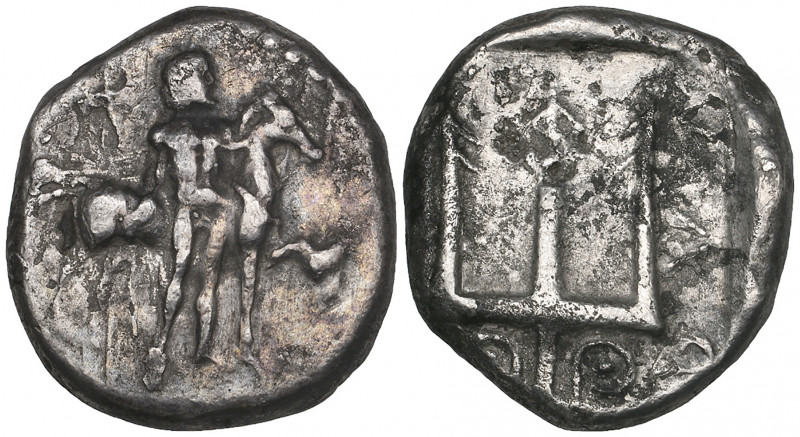 Crete, Rhaukos, stater, c. 300-270 BC, Poseidon standing beside horse, rev., tri...